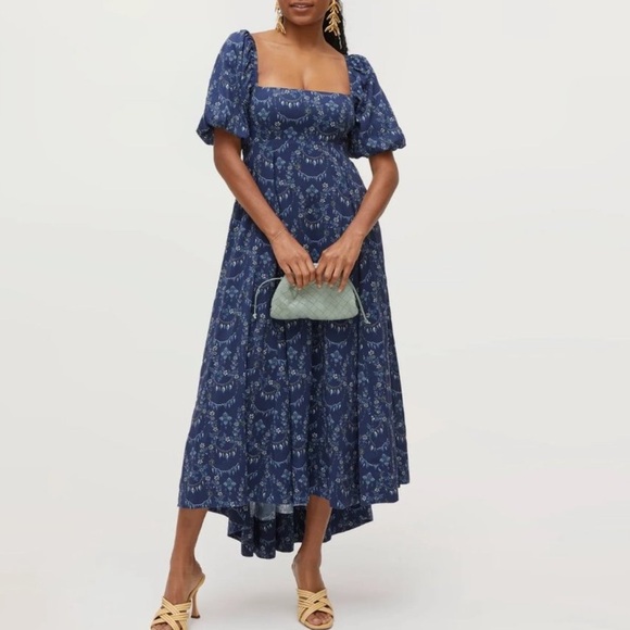 Hill House The Matilda Floral Midi Dress in charm scallop size M - Picture 3 of 11